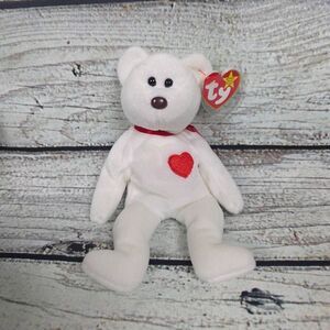 TY Beanie Baby Valentino White Bear Red Heart 1993 NWT